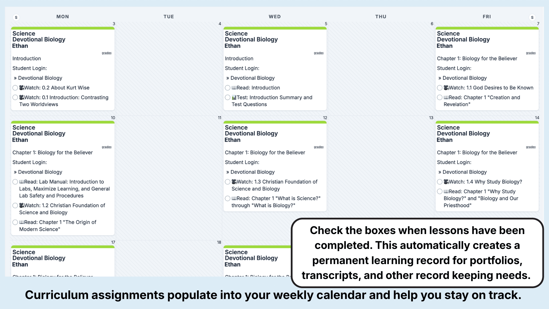 CC  Devotional Biology Weekly View