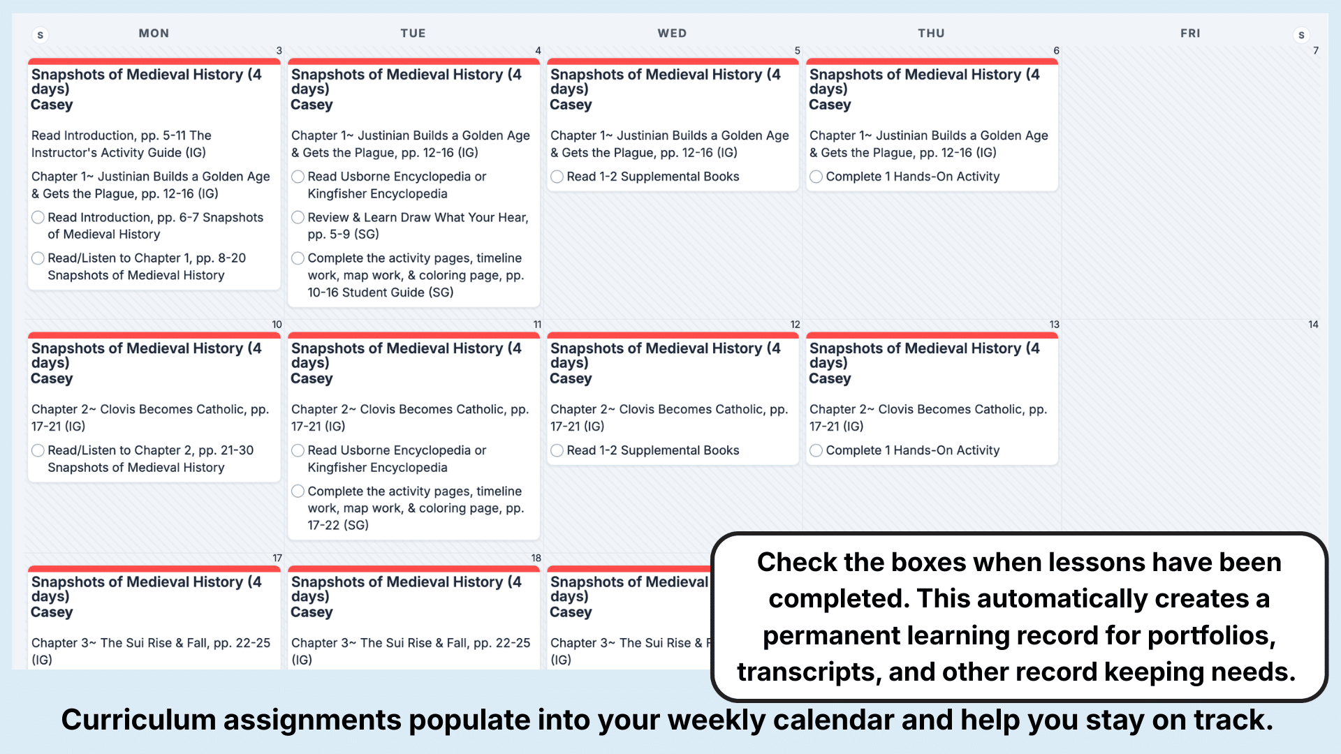 Curiosity Chronicles Weekly View