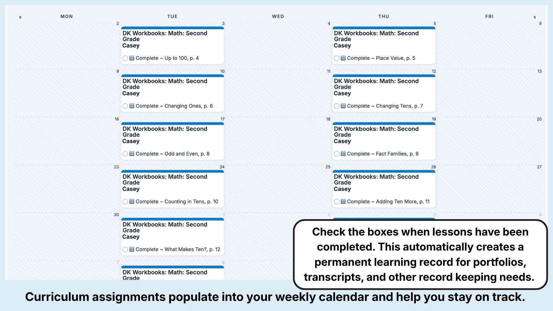 DK Workbooks- Math Weekly View