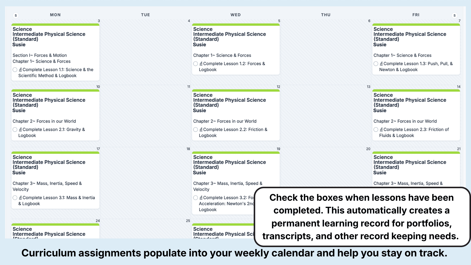 Exploring Education Science Weekly View