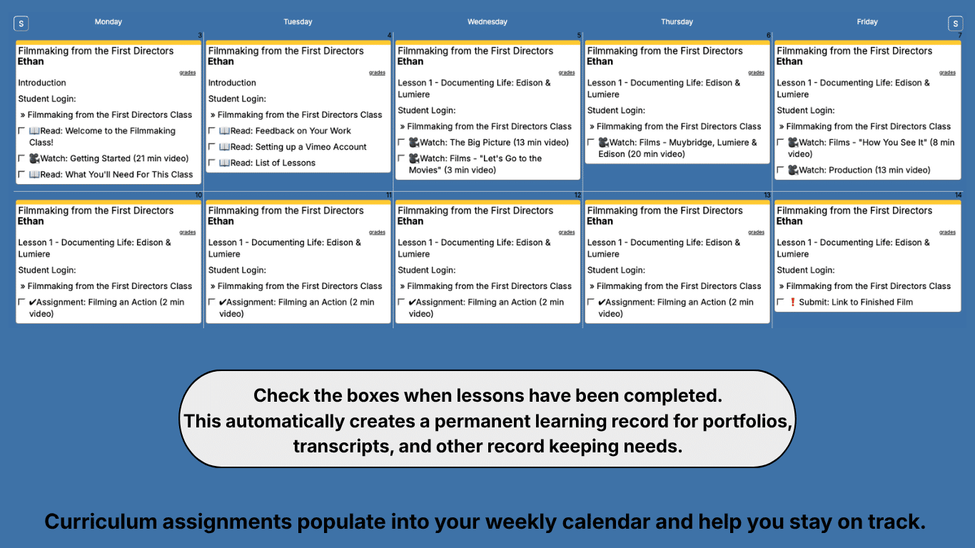Fimmaking-Weekly-View