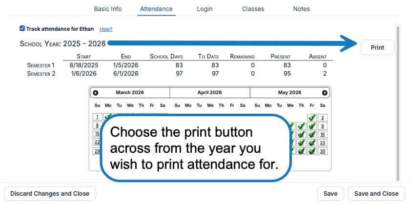 Tracking attendance in your homeschool planner screenshot 5