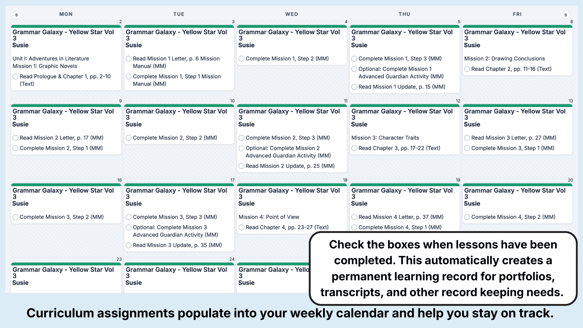 Grammar Galaxy Weekly View