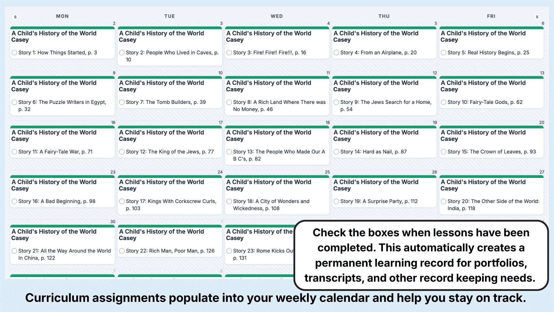 History Related Weekly View