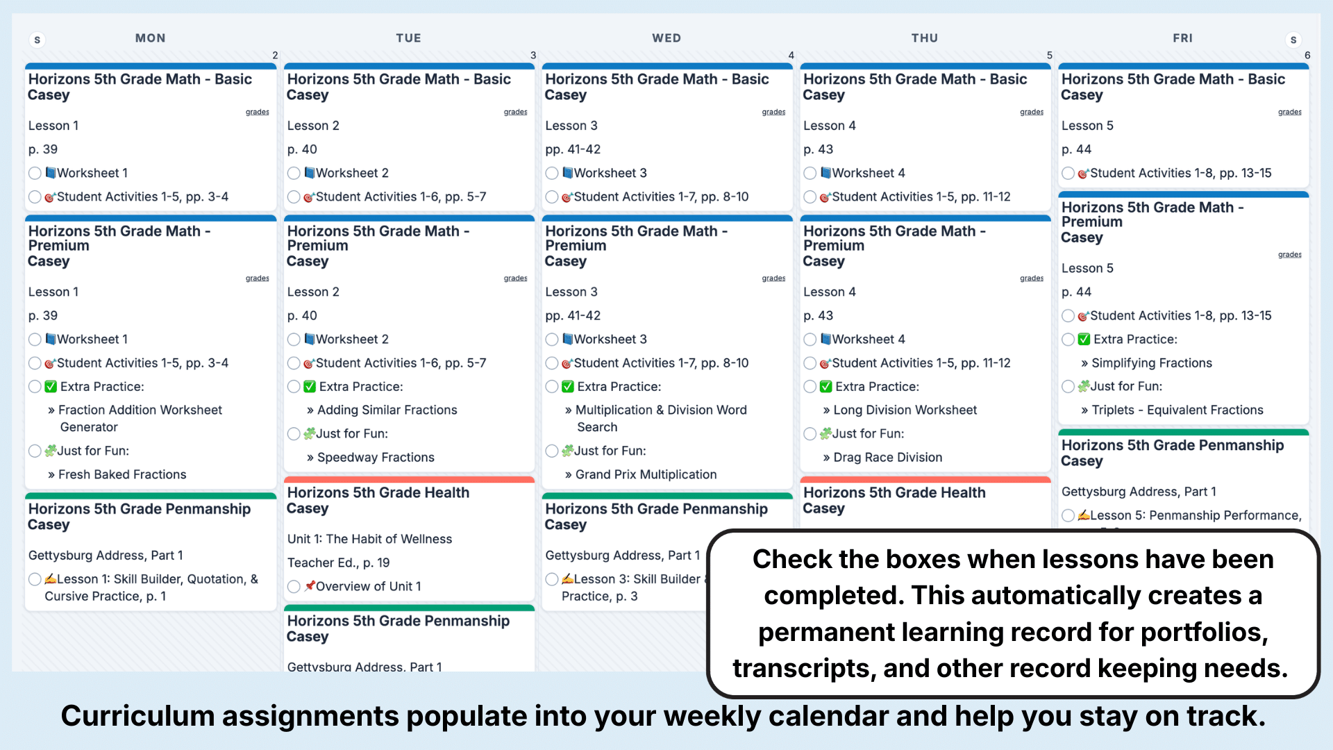 Horizons All-in-One Weekly View