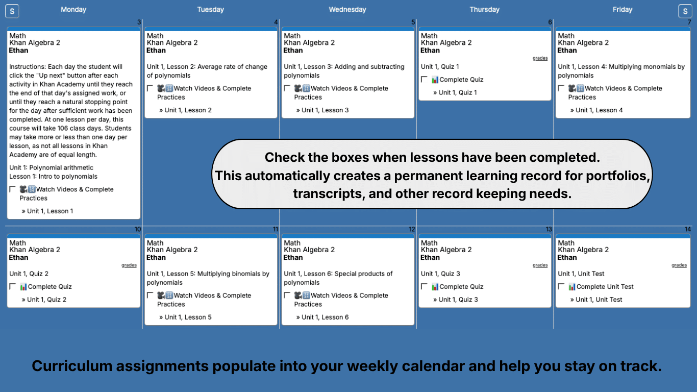 Khan-Math-Weekly-View