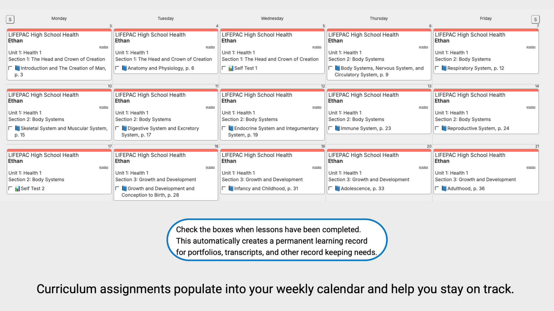 Lifepac-Health-Weekly-View-2