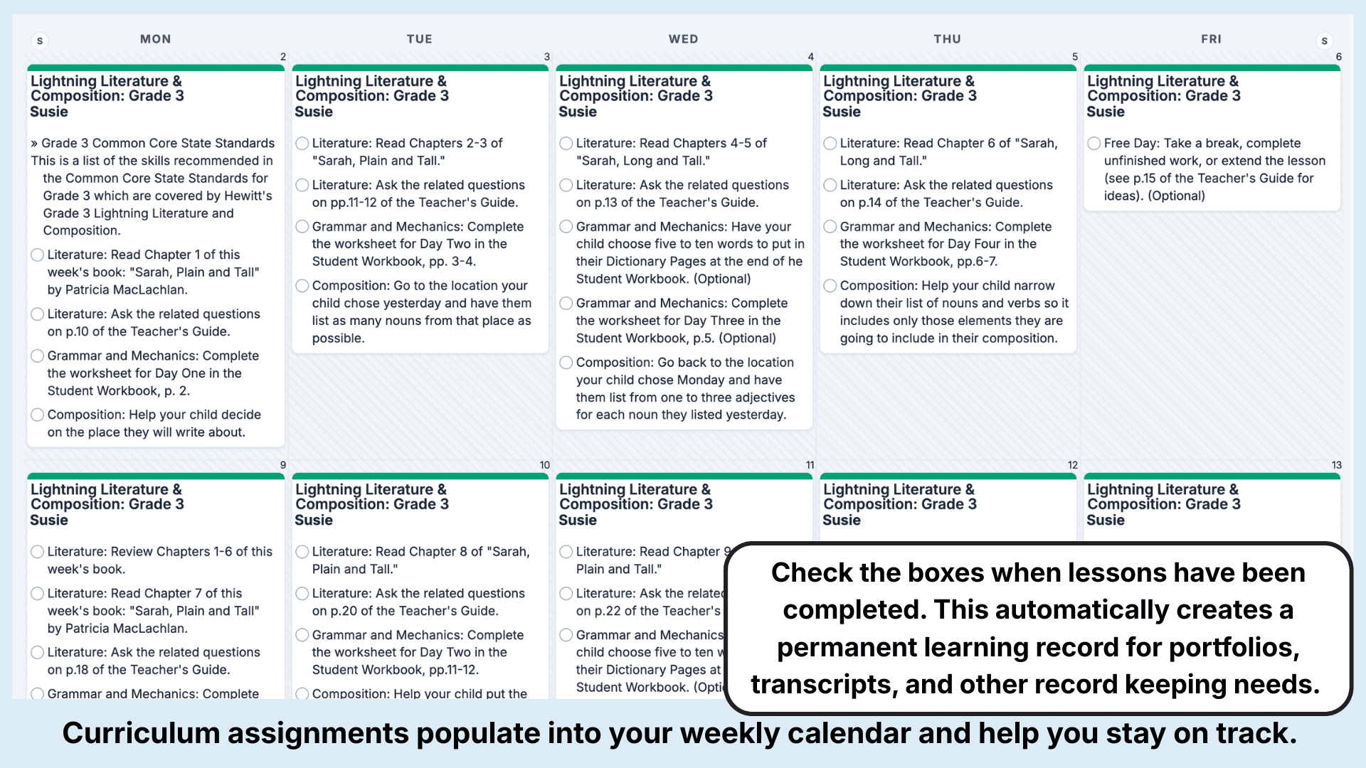 Lightning Literature Weekly View