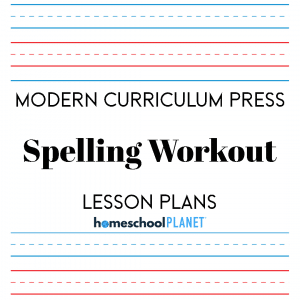 Modern curriculum press Spelling Workout lesson plan button for homeschool planet