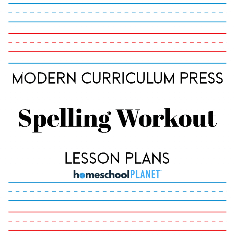 Modern curriculum press Spelling Workout lesson plan button for homeschool planet