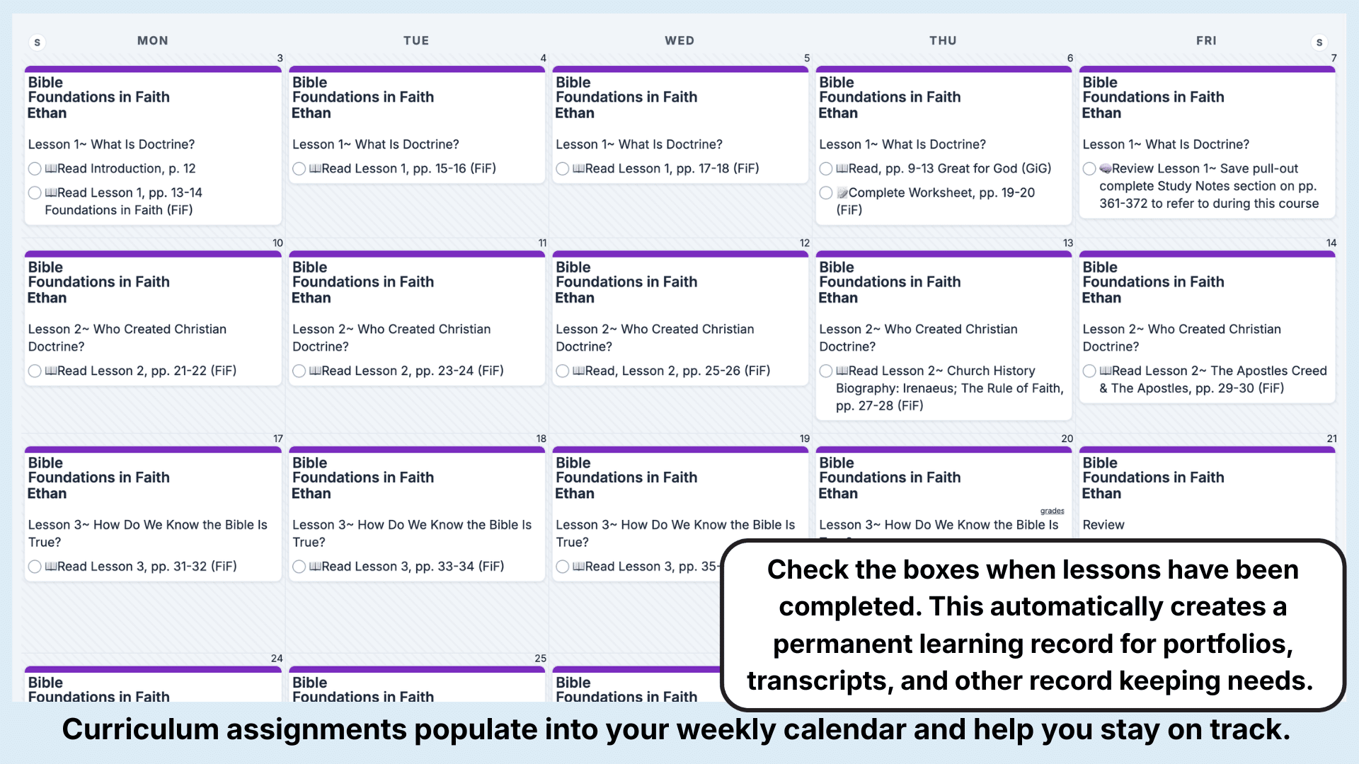 Master Books Biblical Studies Weekly View