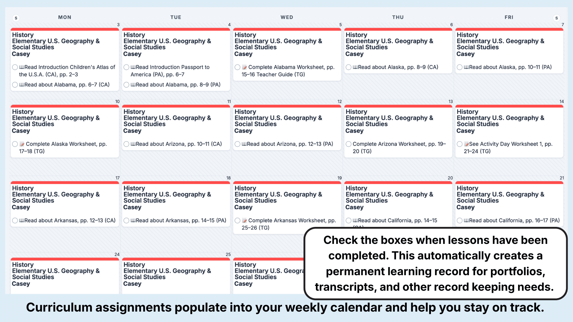 Master Books Geography Weekly View