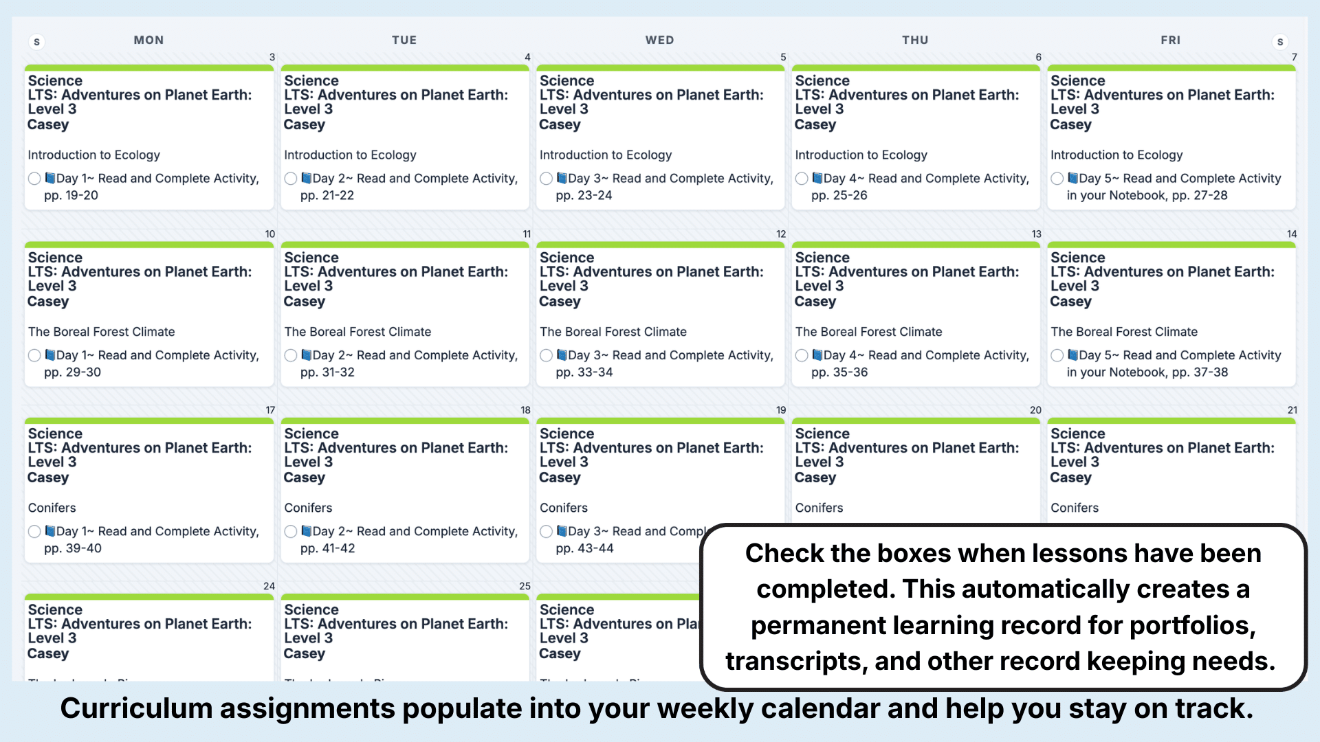 Master Books Let’s Talk Science Weekly View