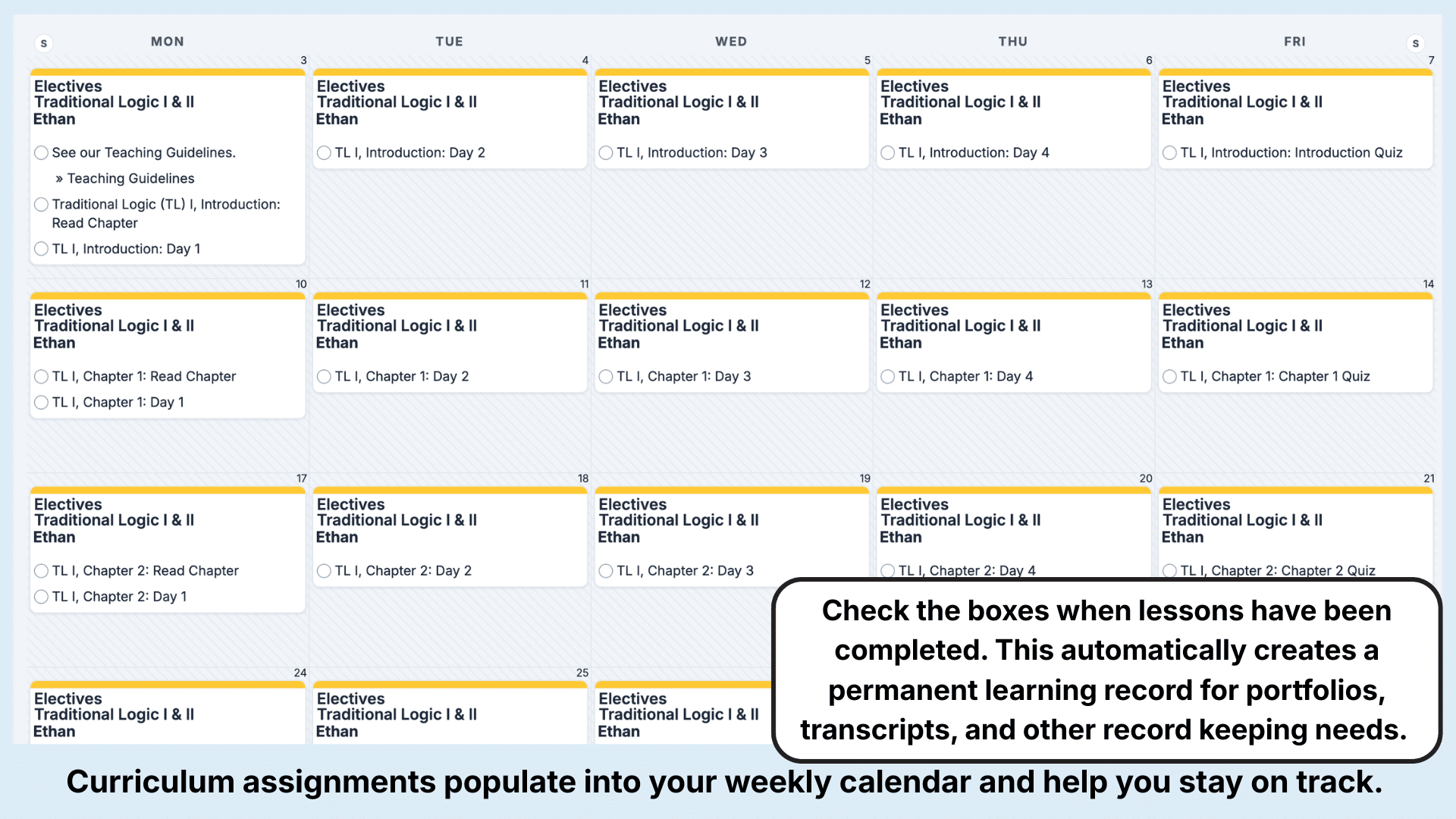 Memoria Press Logic & Rhetoric Weekly View