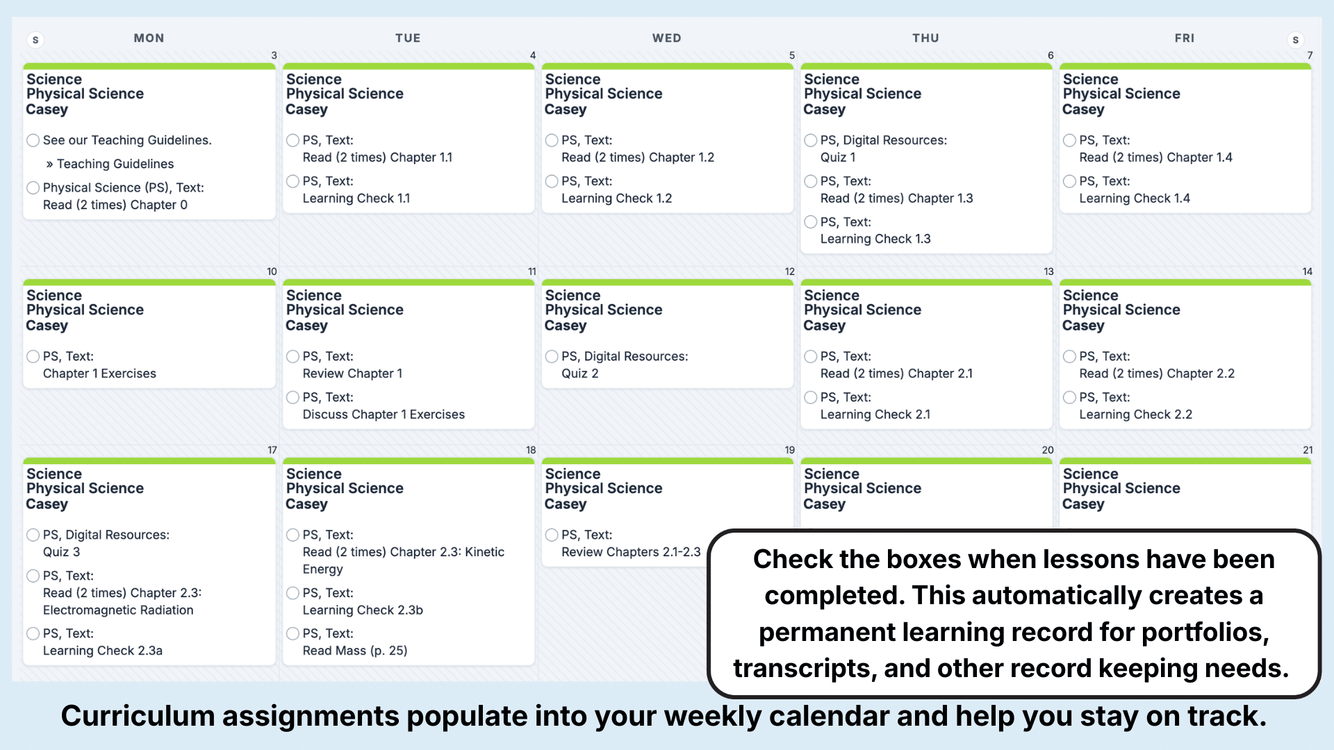 Memoria Press Science Weekly View