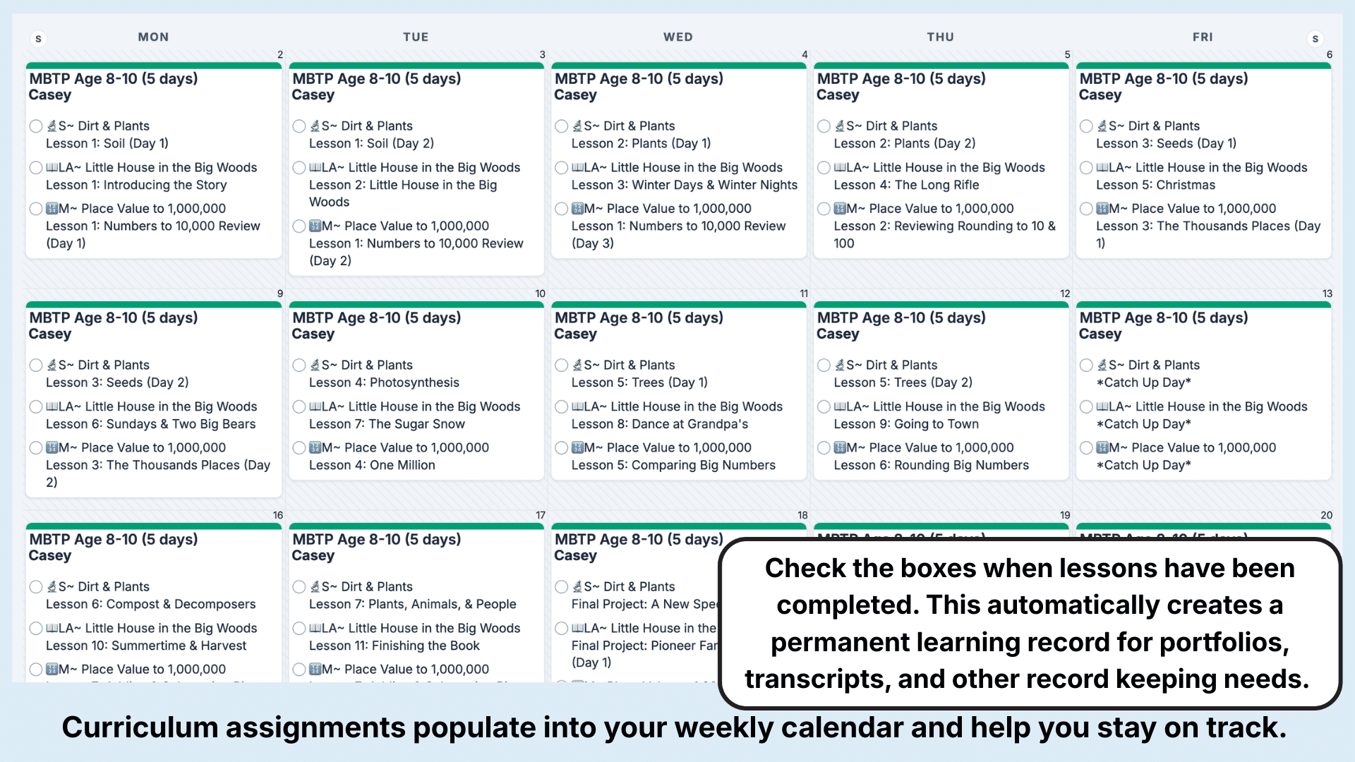 Moving Beyond the Page Weekly View