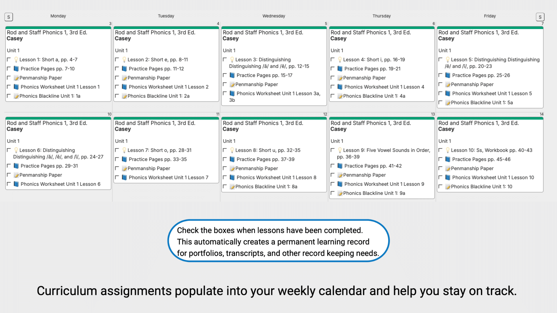 Rod-and-Staff-Phonics-Weekly-View