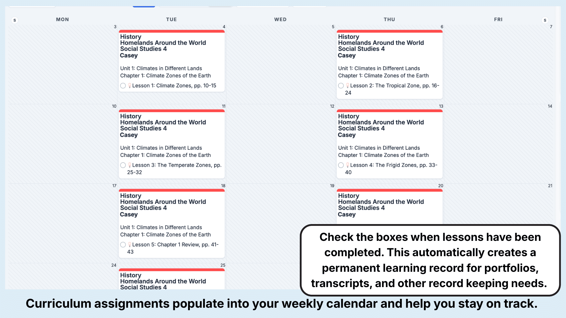 Rod and Staff Social Studies Weekly View