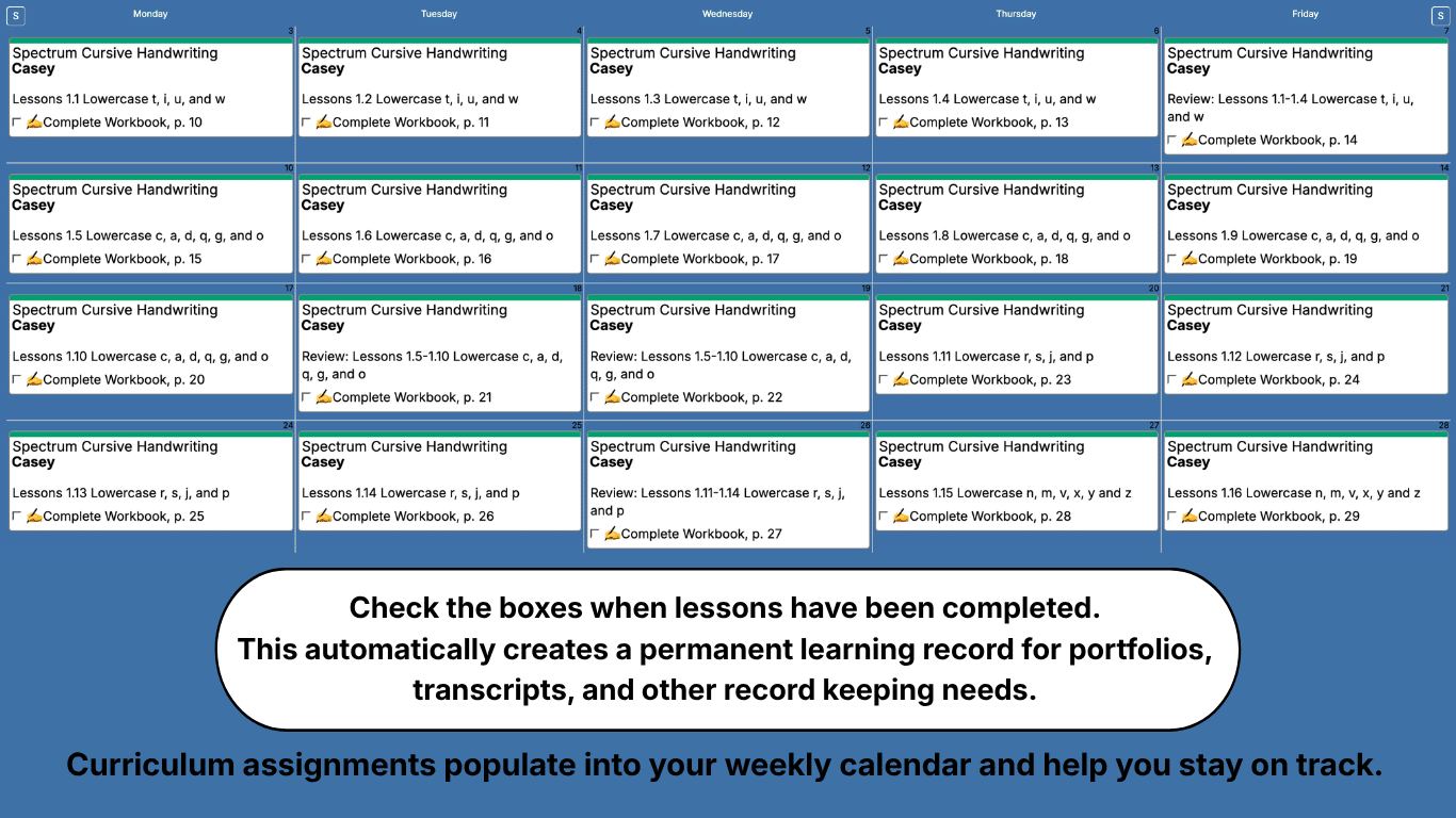 Spectrum-Handwriting-Weekly-View