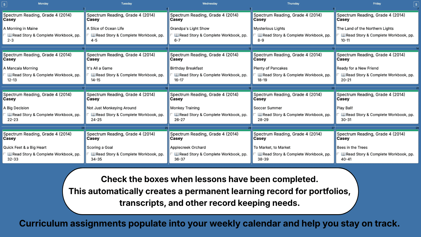 Spectrum-Reading-Weekly-View