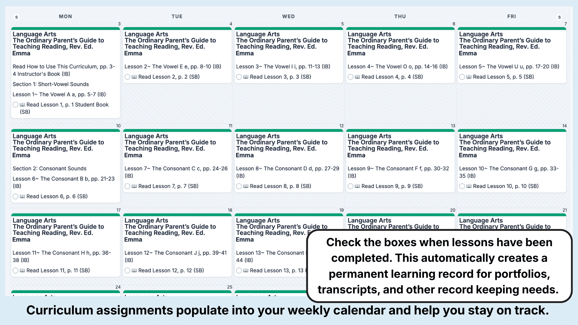 The Ordinary Parent?s Guide to  Teaching Reading Weekly View