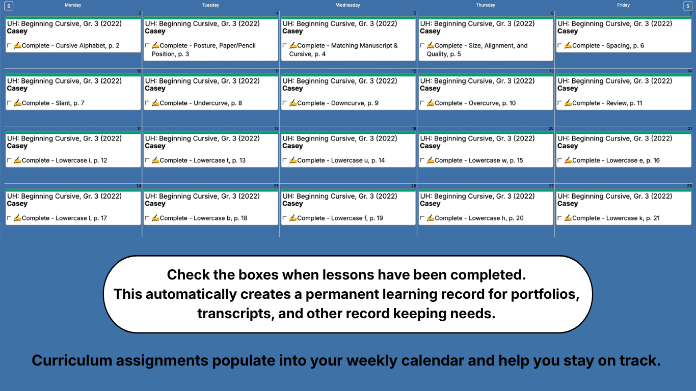 Universal-Handwriting-Weekly-View