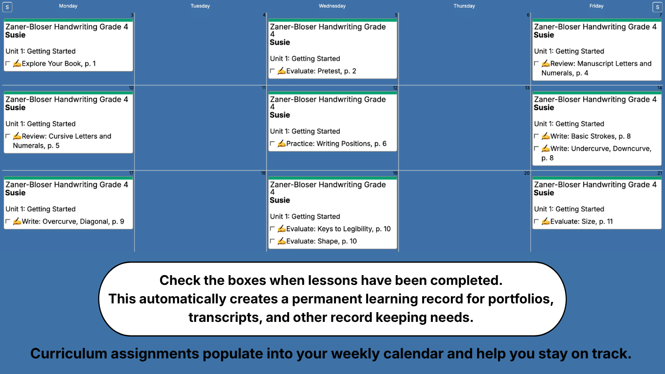 Zaner-Bloser-Handwriting-Weekly-View